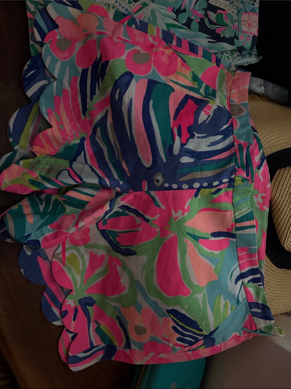 Lilly Pulitzer Floral Scalloped Shorts— Pink, Blue & Green